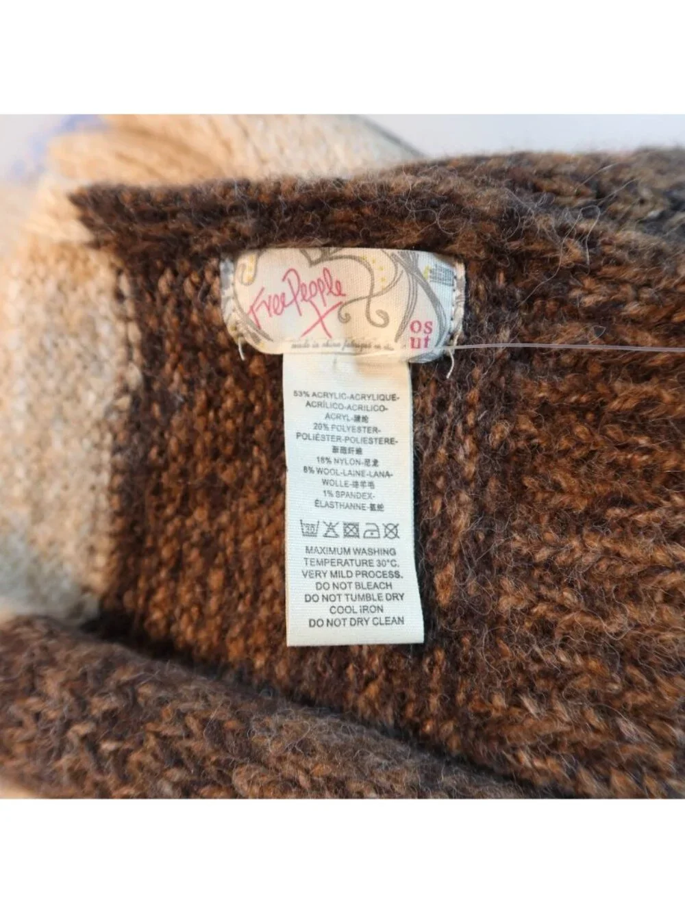 FREE PEOPLE Carina Swirl Scarf NWt Wool Blend Chunky Color Blocked Warm Winter